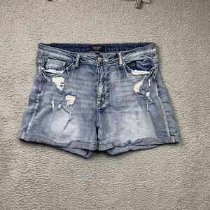 Judy Blue Shorts Womens 3XL Blue Jean Cuffed Distressed Stretch Denim